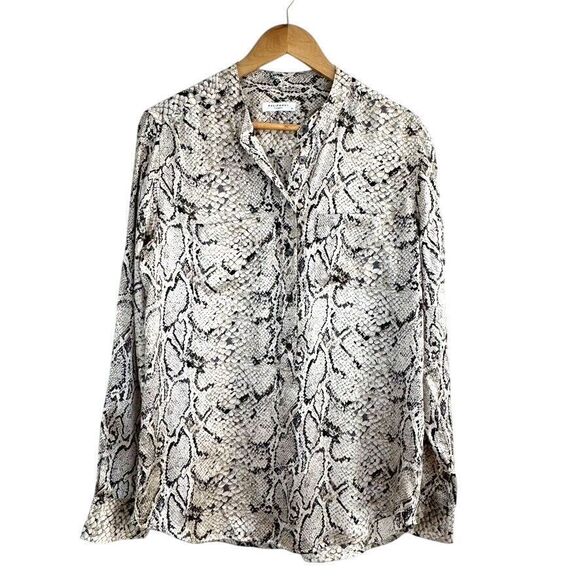 Equipment Shirt Top Womens Size M Snake Print Long-Sleeve Button Silk Blouse - Picture 2 of 10
